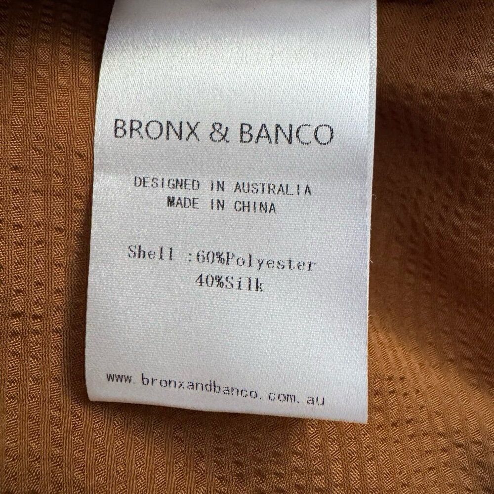 NWT Bronx and Banco Blouson-Sleeve Silk Carmen Dress in Gold Size 6 - Picture 11 of 12